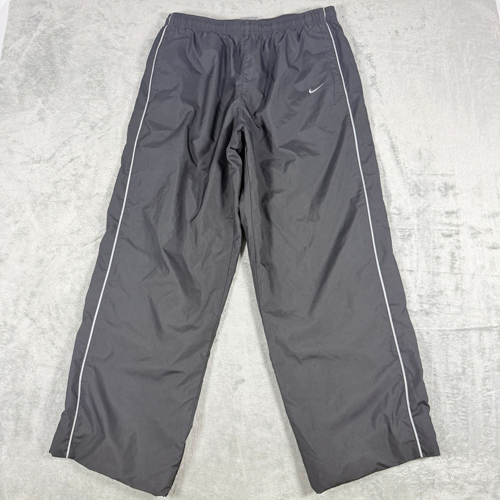 Vintage Nike Mens XL Track Pants Grey Mesh Lined Windbreaker Piping F6WWW